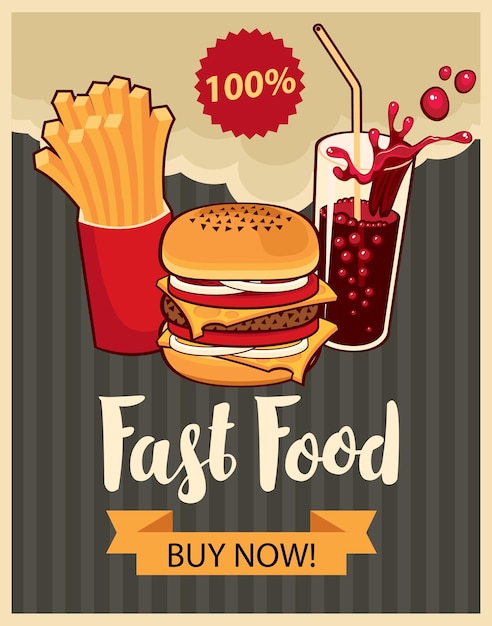 Modelo de design vetorial de promoção de cartazes de fast food