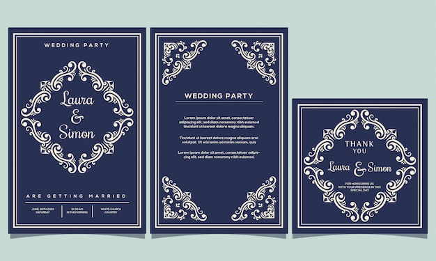 Modelo de design vintage elegante de convite de casamento