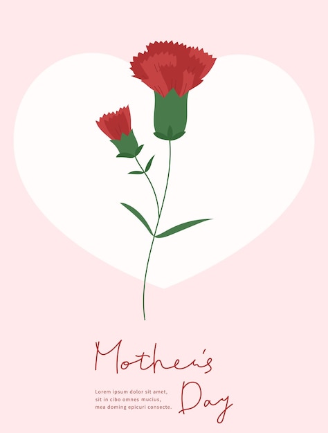 Modelo de dia das mães com ilustração de cravos