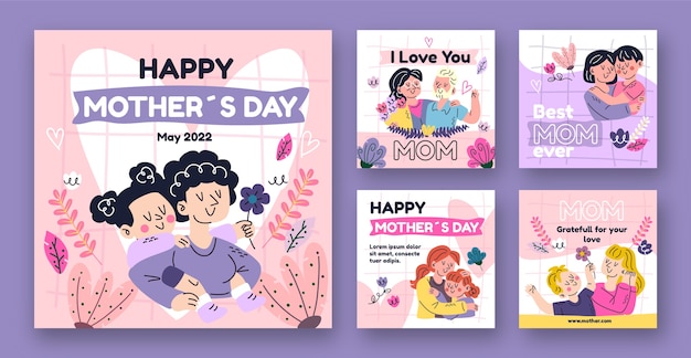 Modelo de dia das mães desenhado à mão