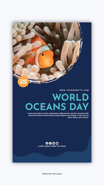 Modelo de dia mundial dos oceanos de postagem do instagram