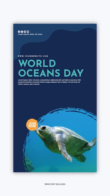 Vetor modelo de dia mundial dos oceanos de postagem do instagram