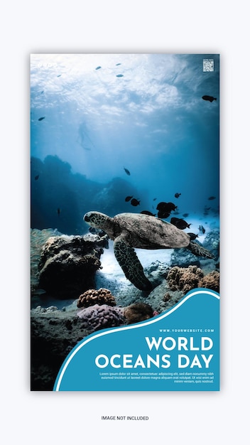 Vetor modelo de dia mundial dos oceanos de postagem do instagram