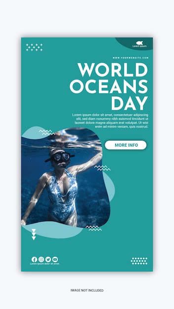 Modelo de dia mundial dos oceanos de postagem do instagram