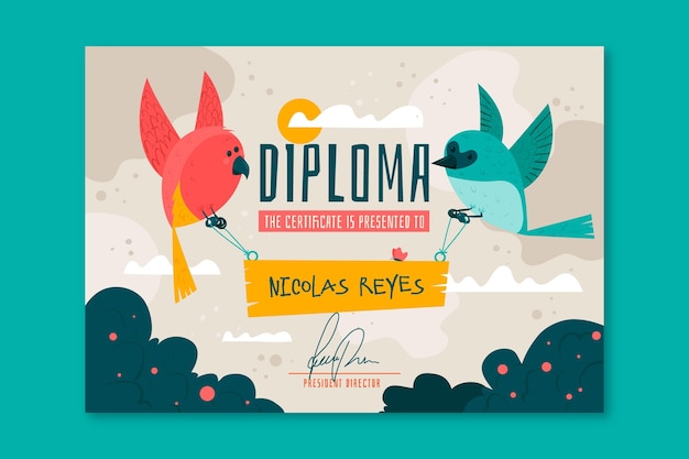 Modelo de diploma para crianças