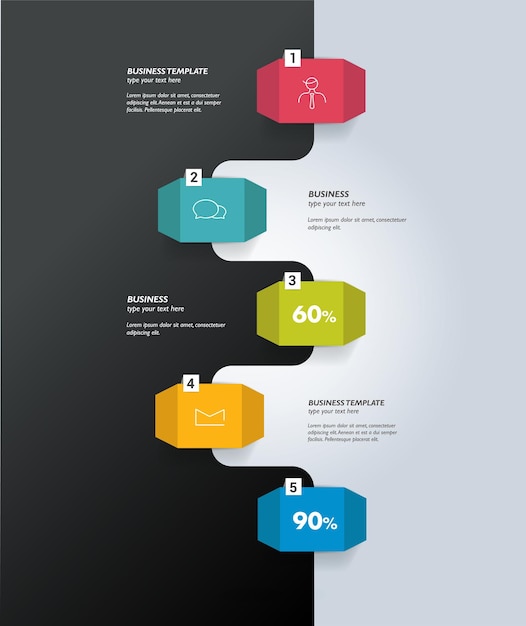 Modelo de discurso infográfico de linha do tempo.