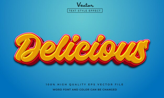 Vetor modelo de efeito de estilo editável de texto delicioso