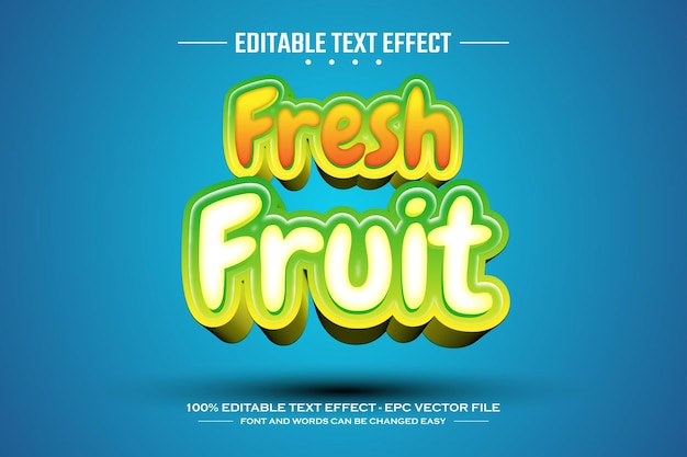 Modelo de efeito de texto 3D editável de frutas frescas