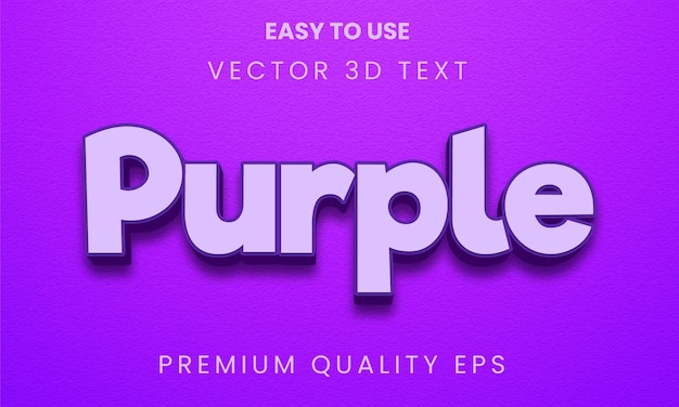 Modelo de efeito de texto 3d editável roxo