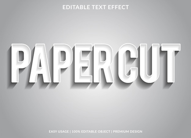 Modelo de efeito de texto de corte de papel com prata tipo