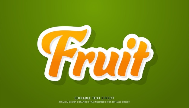 modelo de efeito de texto de fruta design editável para logotipo e marca de empresa