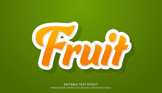 Vetor modelo de efeito de texto de fruta design editável para logotipo e marca de empresa