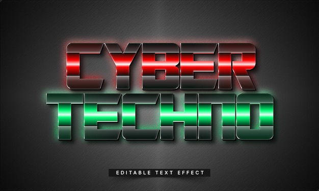 Vetor modelo de efeito de texto de tecnologia cibernética 3d