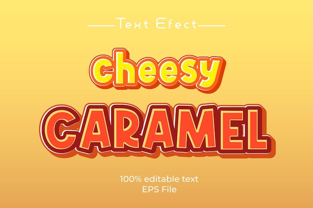 Modelo de efeito de texto de vetor de caramelo de queijo editável