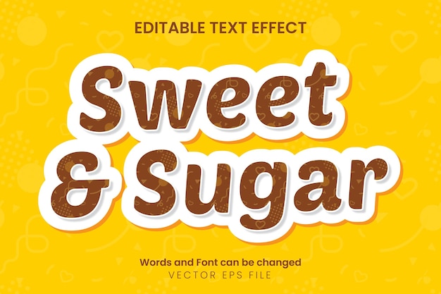 Vetor modelo de efeito de texto doce e açúcar com padrão abstrato uso para marca e logotipo da empresa