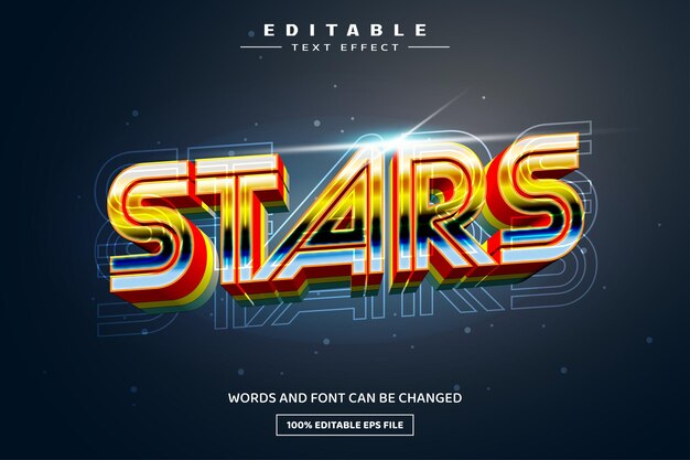 Modelo de efeito de texto editável 3D em quadrinhos de estrelas