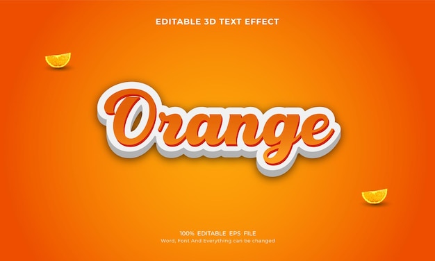 Modelo de efeito de texto editável 3d laranja vetor premium