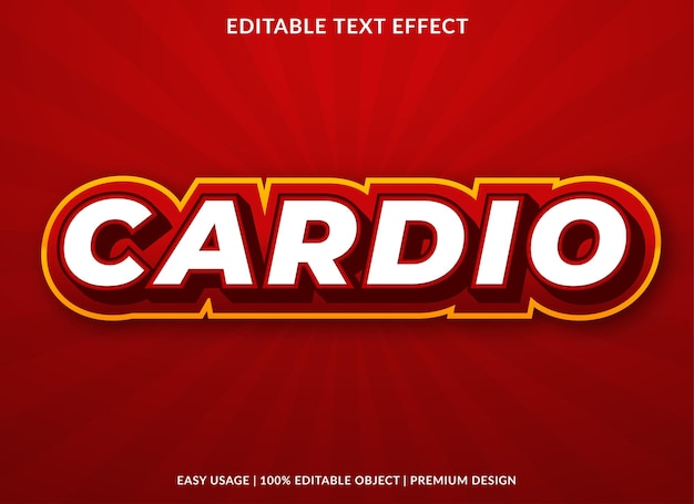 Modelo de efeito de texto editável cardio com estilo de fundo abstrato