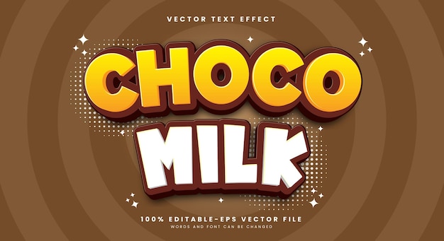 Modelo de efeito de texto editável Choco Milk adequado para produtos alimentares saborosos