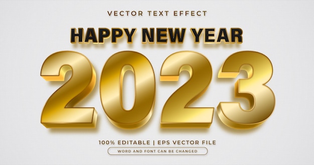 Modelo de efeito de texto editável de ano novo dourado 2023