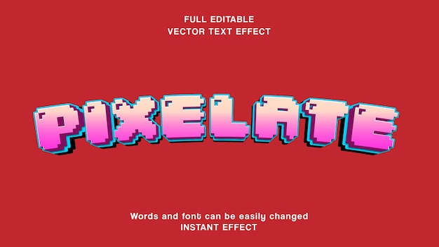 Modelo de efeito de texto editável de arcade pixel com uso de estilo abstrato para marca comercial
