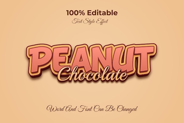 Vetor modelo de efeito de texto editável de chocolate de amendoim