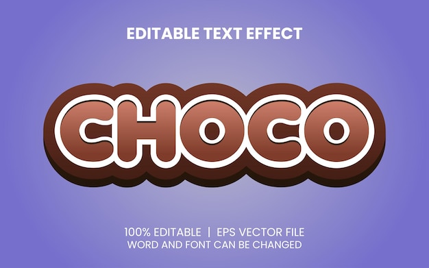 Modelo de efeito de texto editável de chocolate