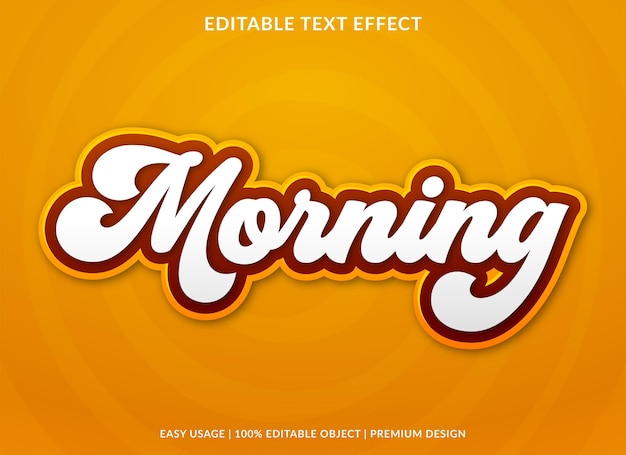 Modelo de efeito de texto editável de manhã com uso de fonte de estilo abstrato para logotipo e marca de negócios