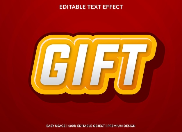 Modelo de efeito de texto editável de presente com uso de estilo 3d para marca e logotipo de negócios