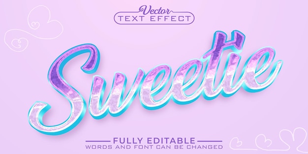Modelo de efeito de texto editável de vetor colorido Sweetie