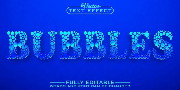 Modelo de efeito de texto editável de vetor de bolhas azuis