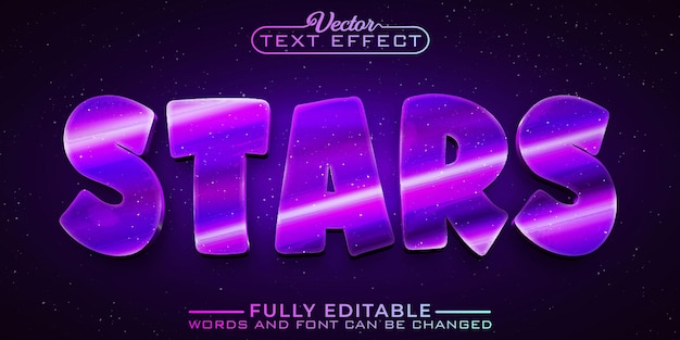 Vetor modelo de efeito de texto editável de vetor de estrelas roxas