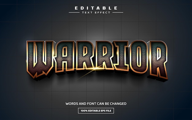 Modelo de efeito de texto editável em 3D guerreiro