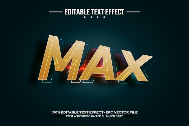Modelo de efeito de texto editável em 3D máximo