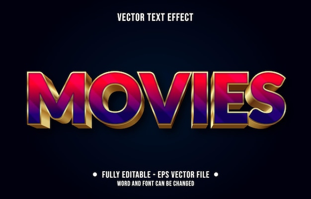 Vetor modelo de efeito de texto editável filmes gradiente vermelho estilo prêmio