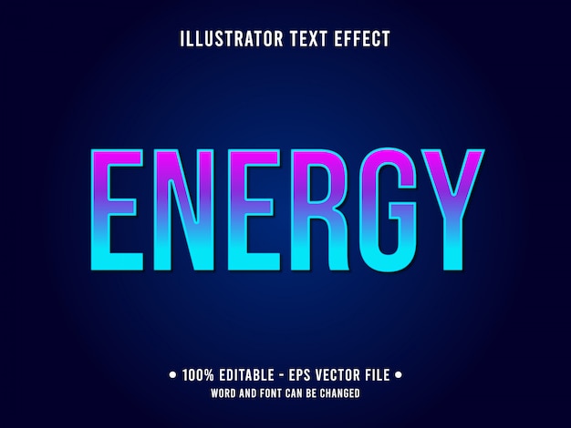 Modelo de efeito de texto editável gradiente azul estilo de energia