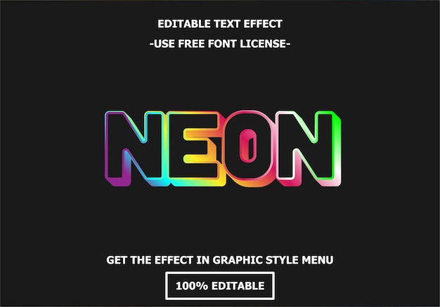 Vetor modelo de efeito de texto editável neon 3d estilo premium vetor de licença de fonte gratuita