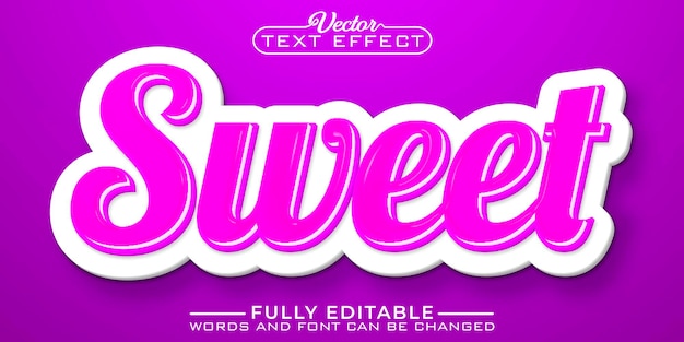 Modelo de efeito de texto editável pink sweet cartoon