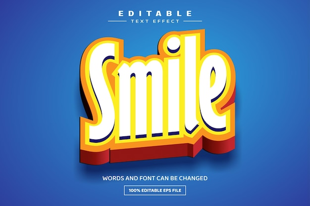 Modelo de efeito de texto editável Smile 3D