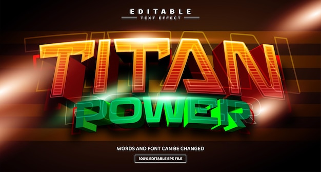 Modelo de efeito de texto editável titan power 3d