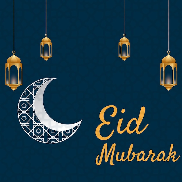 Modelo de Eid Mubarak de crescente religioso islâmico de vetor gratuito