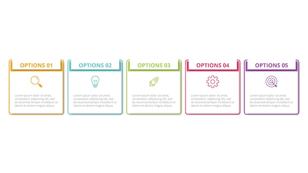 Modelo de elemento de 5 etapas de infográfico de negócios