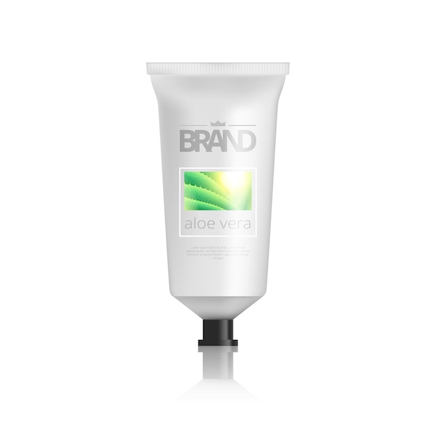 Modelo de embalagem de creme ou loção de aloe vera realista