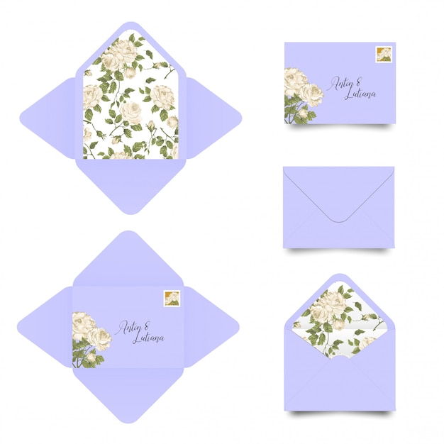 Vetor modelo de envelope de convite de casamento