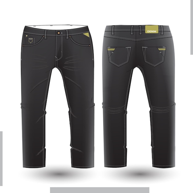 Modelo de esboço plano de moda jeans longa calça masculina Design e ilustração técnica de moda