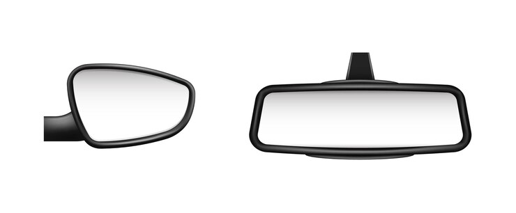 Vetor modelo de espelhos retrovisores e laterais do carro. objetos espelhados em branco