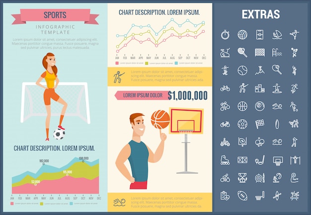 Modelo de esportes infográfico, elementos e ícones