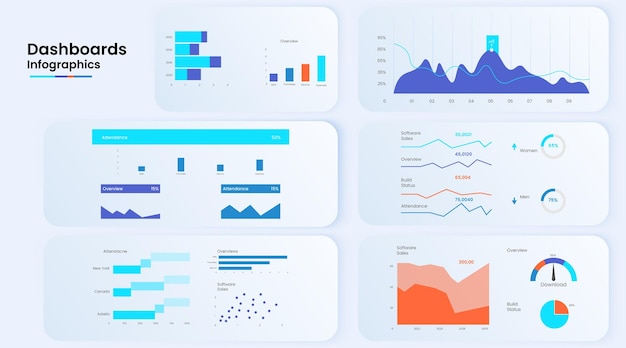 Modelo de estatísticas de crescimento de marketing e gráfico de infográficos