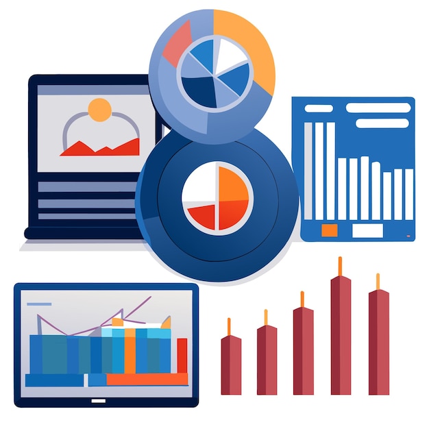 Modelo de estatísticas de crescimento de marketing ou análise de gráfico de crescimento ou painel de coleta de elementos