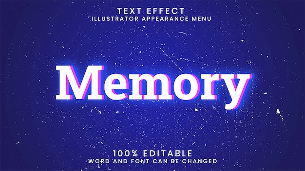 Modelo de estilo de efeito de texto brilhante editável na memória